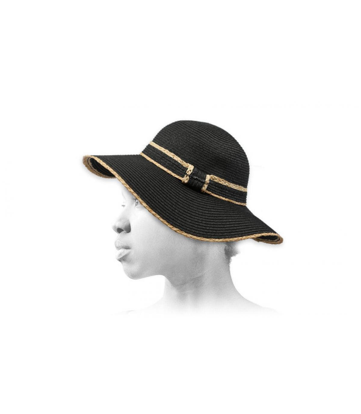 black straw wide brim hat Queen Liberty black